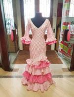 Vestido de Flamenca Outlet. Mod. Alegría Lunares Rosa. Talla 38 140.495€ #50760ALEGRIARS38
